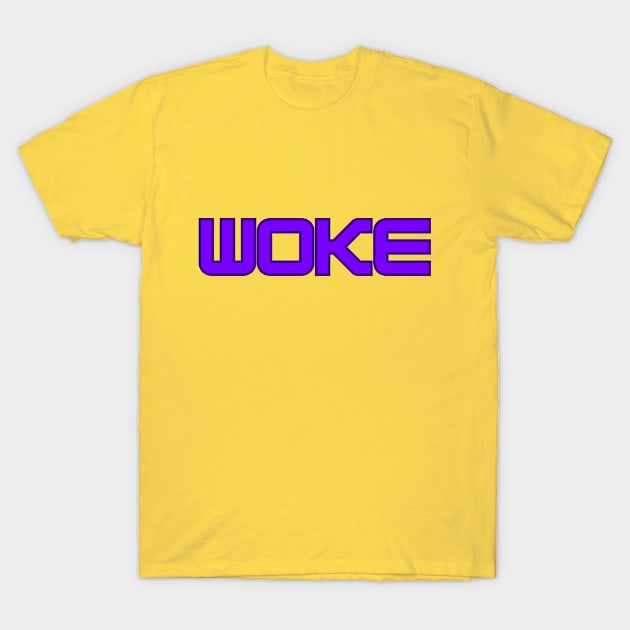 Urban Word 'WOKE' in Blue Lettering T-Shirt by Alibobs